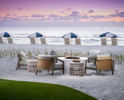 LaPlaya Beach & Golf Resort - Beach Fire Pit at Sunset