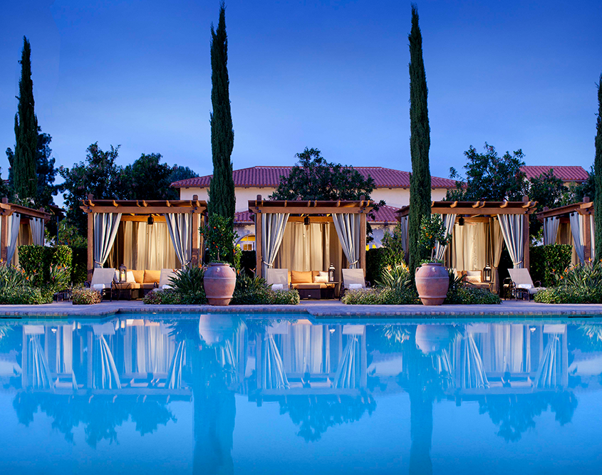 Rancho Bernardo Inn - Spa Pool Cabanas at Dusk