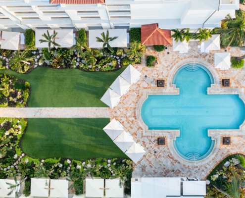 Eau Resort & Spa - Aerial of Courtyard Lawn & Pool