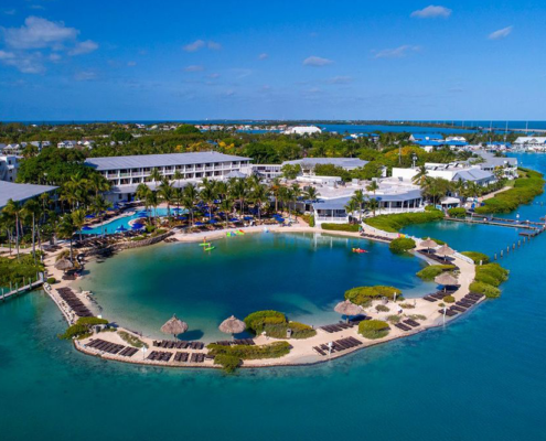 Hawks Cay Resort - Aerial View of Beach Pool & Property