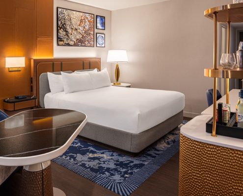 Caesars Republic Lake Tahoe - Bedroom with Bar Cart