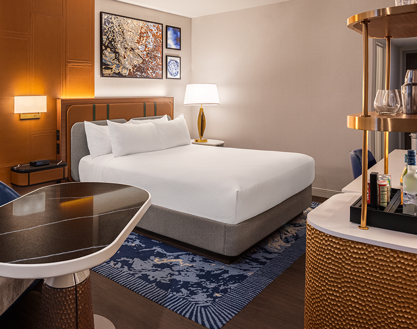 Caesars Republic Lake Tahoe - Bedroom with Bar Cart