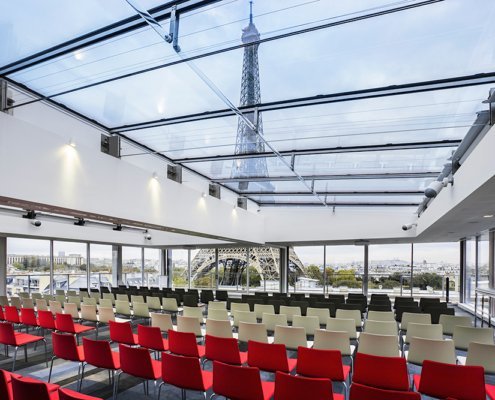 Pullman Paris Tour Eiffel theater room with view of Eiffel Tower