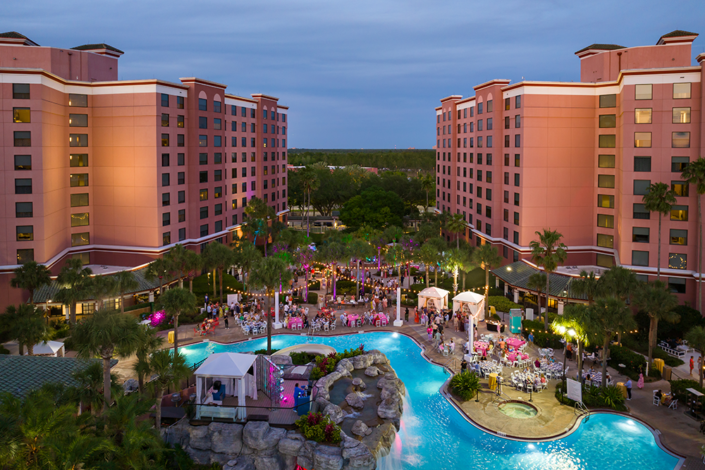 Caribe Royale Orlando - Waterfall Pool Event at Dusk