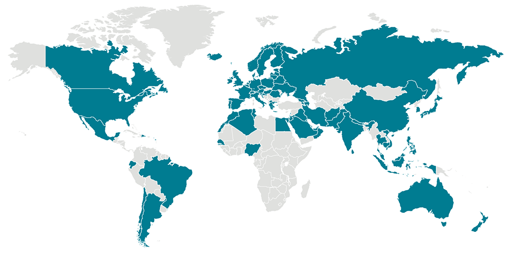 Locations with Confirmed COVID-19 Cases Global Map