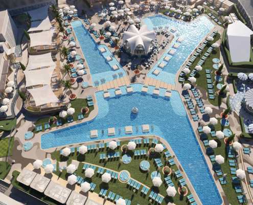 Fontainebleau Las Vegas - Aerial View of Pool
