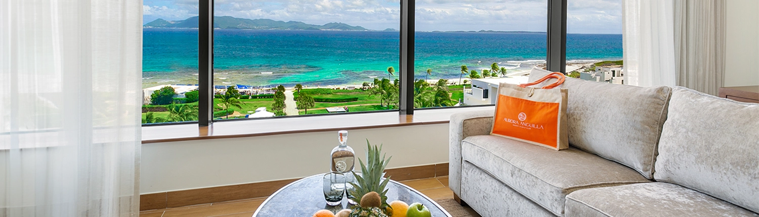 Aurora Anguilla Resort & Golf Club - Living Room with Beach View