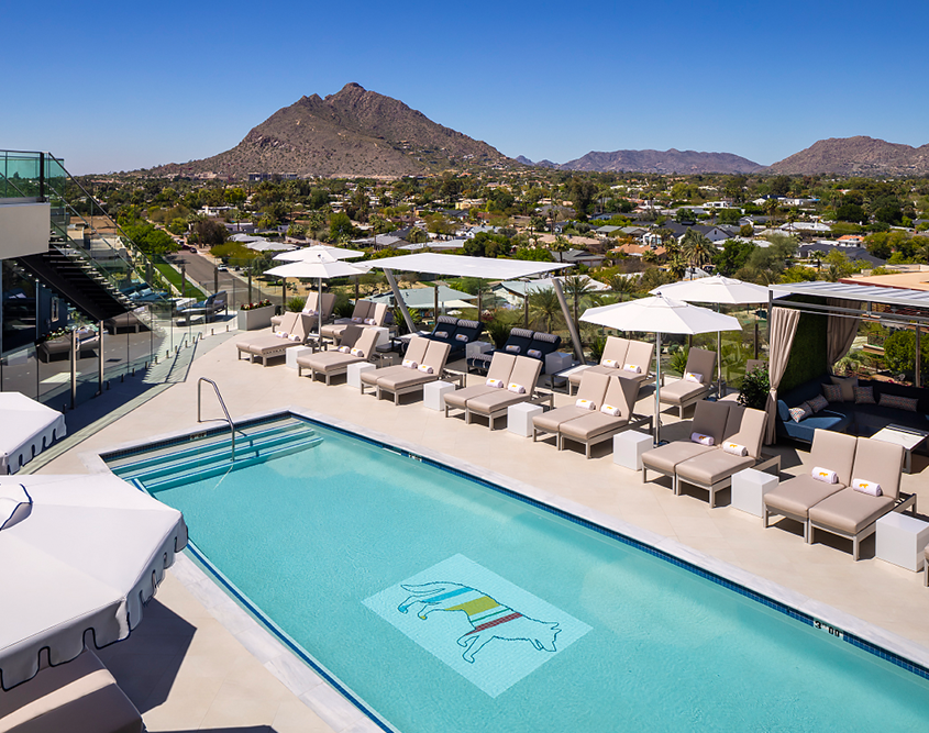 Caesars Republic Scottsdale - Seven Pool with Camelback Mountain