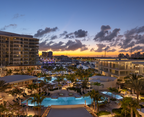 Pier Sixty-Six - Aerial View of Pool & Marina at Dusk