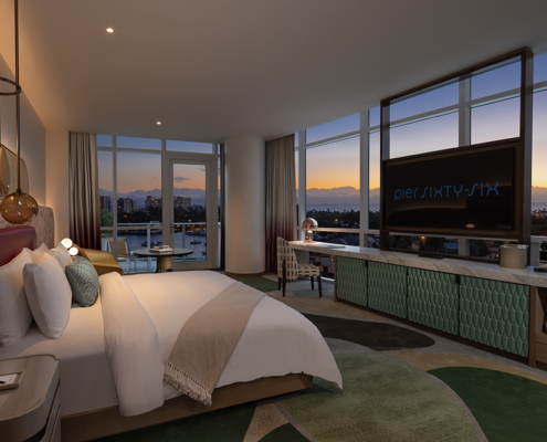 Pier Sixty-Six - Junior Suite Bedroom with Sunset