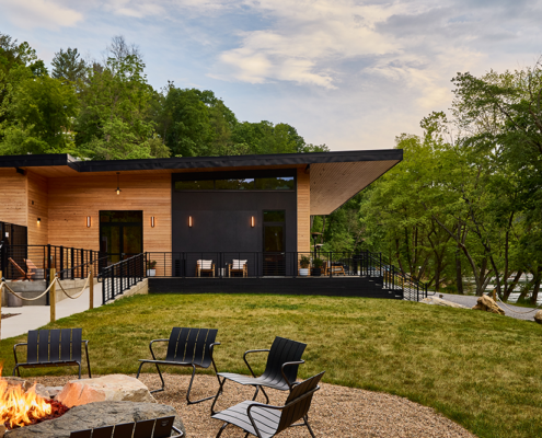 AutoCamp Asheville - Front Exterior with Fireplace