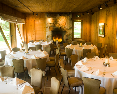 Sundance Mountain Resort - Screening Room Dining Set Up with Fireplace