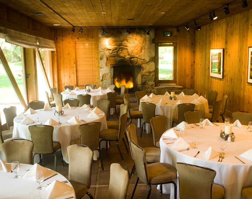 Sundance Mountain Resort - Screening Room Dining Set Up with Fireplace