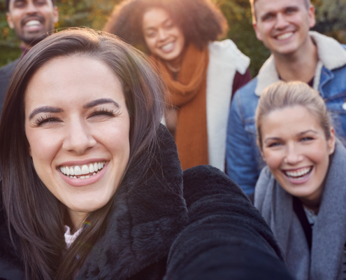 group of happy, authentic people