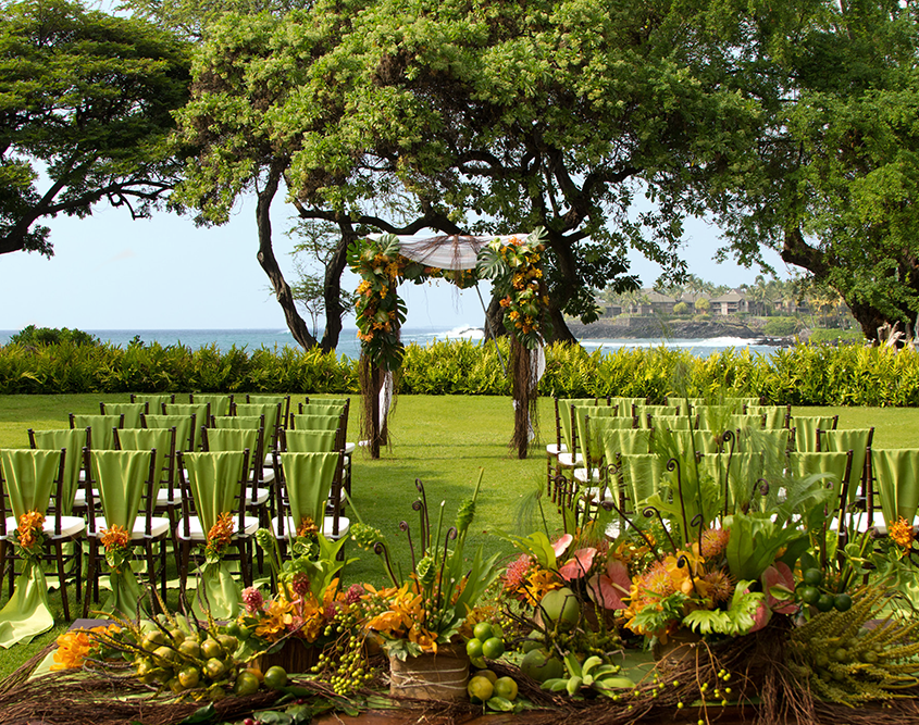 Outdoor wedding set up at OUTRIGGER Kona Resort & Spa