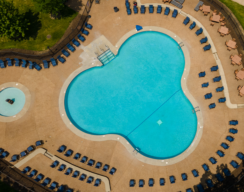 Lake Lawn Resort - Aerial View of Pool