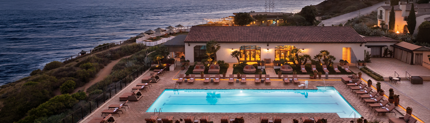 Terranea Resort - Aerial of Pool & Property at Night