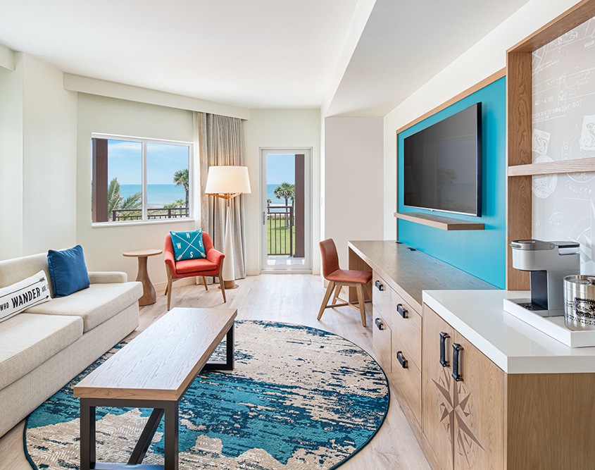 Compass Hotel Flagler Beach - King Corner Suite Living Room Compass Hotel Flagler Beach - King Corner Suite Living Room