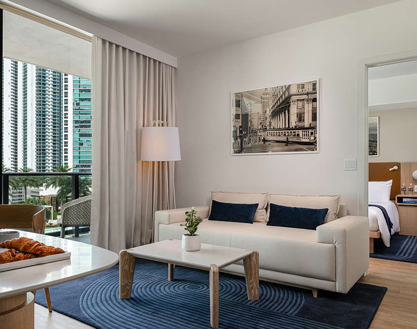 Gale Miami Hotel & Residences - Living Room & Bedroom
