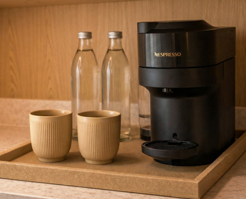 Denū Hotel & Spa - King Room Water & Coffee Amenities Denū Hotel & Spa - King Room Water & Coffee Amenities