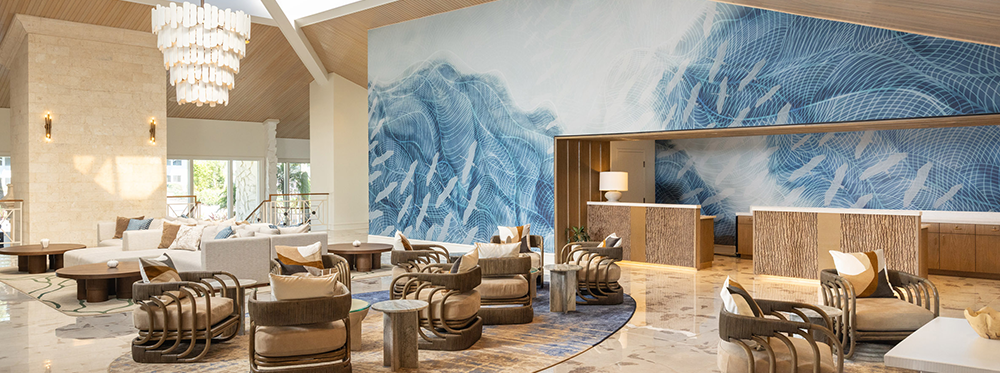 Saddlebrook Lobby The newly renovated lobby features plenty of natural light and chic Floridian design.