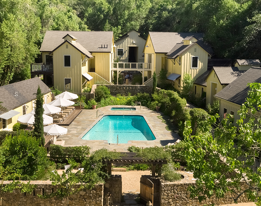 Farmhouse Inn - Aerial View of Exterior & Pool