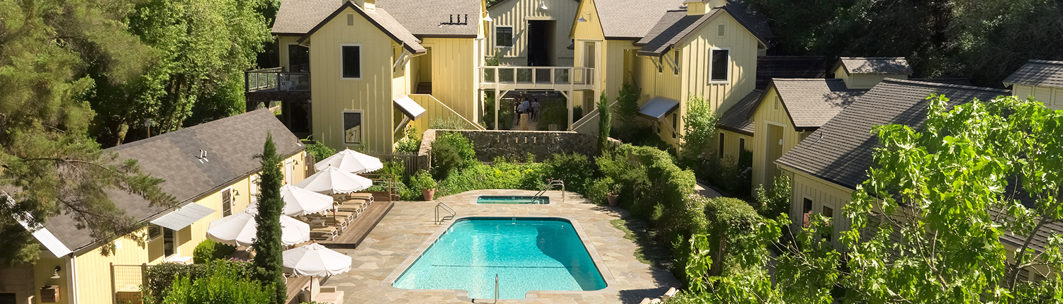 Farmhouse Inn - Aerial View of Pool & Exterior