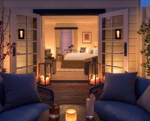MacArthur Place Hotel & Spa - Outdoor Patio & Bedroom