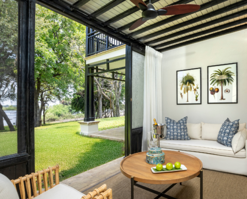 The Royal Livingstone Victoria Falls Zambia Hotel by Anantara - Executive Zambezi River Room Patio The Royal Livingstone Victoria Falls Zambia Hotel by Anantara - Executive Zambezi River Room Patio
