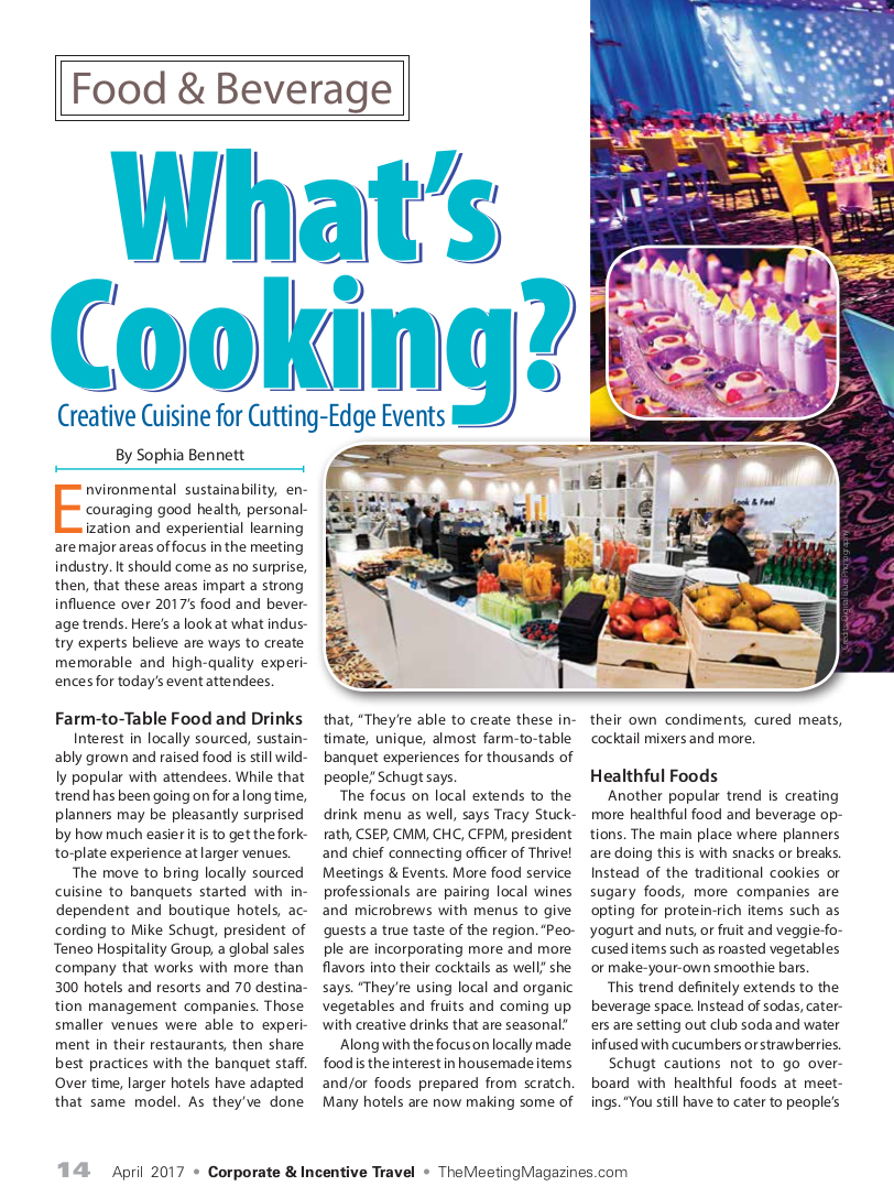 What's Cooking? Creative Cuisine for Cutting-Edge Events Page 1